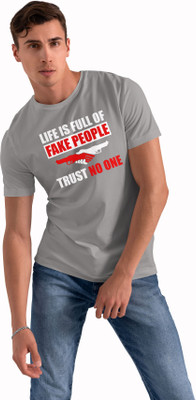 Yes Fashion Printed Men Round Neck Grey T-Shirt