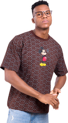 SONI BROS Printed Men Round Neck Brown T-Shirt