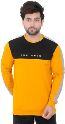 E-MAX Printed Men Round Neck Yellow T-Shirt