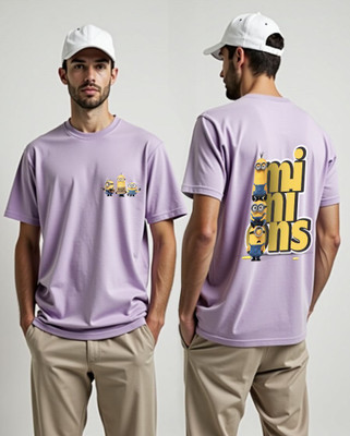 PrintingPixels Printed Men Round Neck Purple T-Shirt