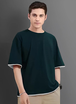 CLOFLIX Solid Men Round Neck Dark Green T-Shirt