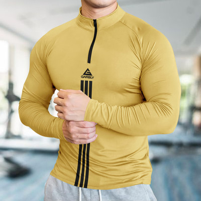 BELACHY Printed Men Henley Neck Yellow T-Shirt