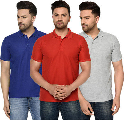 ACENTEO Solid Men Polo Neck Multicolor T-Shirt