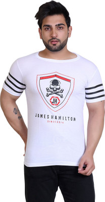 James Hamilton Printed Men Round Neck White T-Shirt