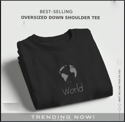 FASHLOOK Printed Men Round Neck Black T-Shirt