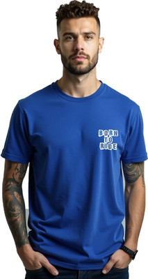 PrintingPixels Printed Men Round Neck Navy Blue T-Shirt