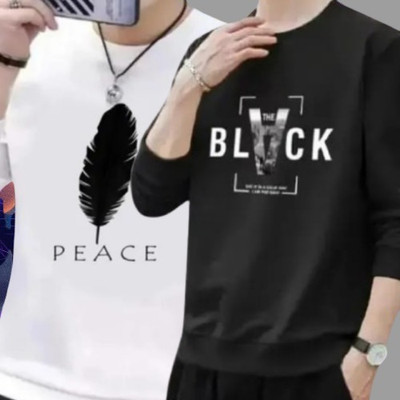 Printed Men Black, White T-Shirt