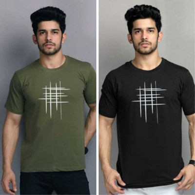 Farlucci Printed Men Round Neck Green, Black T-Shirt