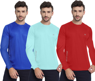 FTX Solid Men Round Neck Multicolor T-Shirt