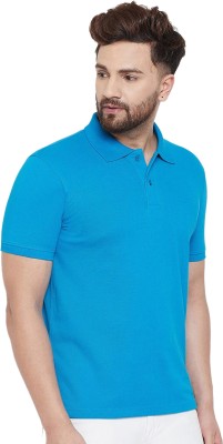 KETEX Solid Men Polo Neck Light Blue T-Shirt