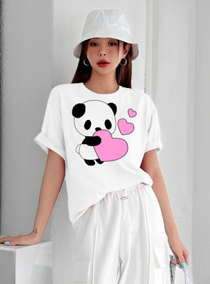 Lecowar Printed Women Round Neck White T-Shirt
