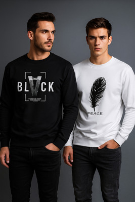 Vimsan Creation Printed Men Black, White T-Shirt