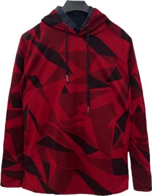 MOBOX Colorblock Men Hooded Neck Red T-Shirt