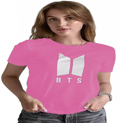 TARSHI Printed Women Round Neck Pink T-Shirt