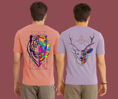 Kintu Parantu Graphic Print Men Round Neck Pink, Purple T-Shirt