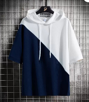 Color Block Men White T-Shirt