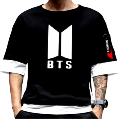 EJIS Printed Men Round Neck Black, White T-Shirt