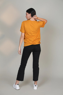 Printed Women Yellow T-Shirt