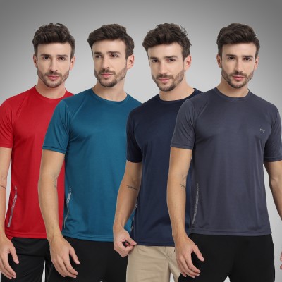 FTX Solid Men Round Neck Multicolor T-Shirt