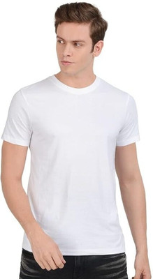 Pavis Solid Men Round Neck White T-Shirt