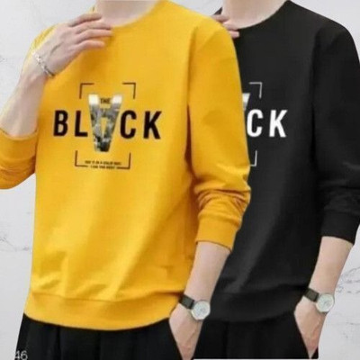 Clothy Printed Men Black, Yellow T-Shirt
