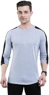 Texman Solid Men Round Neck Black, Grey T-Shirt