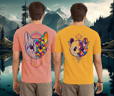 Lecowar Printed Men Round Neck Pink, Yellow T-Shirt
