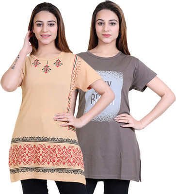 RG BY SS CLOTHING Printed Women Round Neck Multicolor T-Shirt