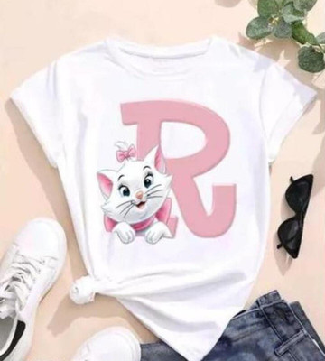 TRENDSTYLE Printed Women Round Neck White T-Shirt