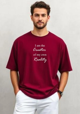 UrGear Printed Men Round Neck Maroon T-Shirt
