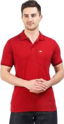 BADOS Solid Men Polo Neck Red T-Shirt