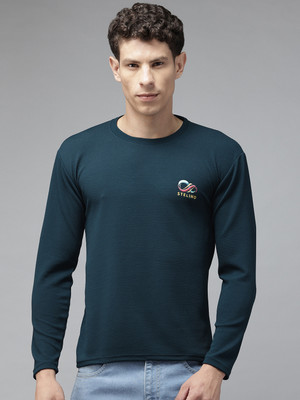 Majexic Printed Men Round Neck Dark Blue T-Shirt