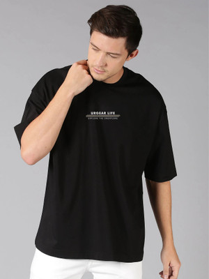 UrGear Printed Men Round Neck Black T-Shirt