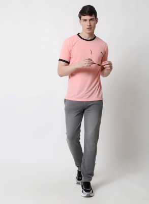 Fitshop fashion Solid Men Round Neck Pink T-Shirt