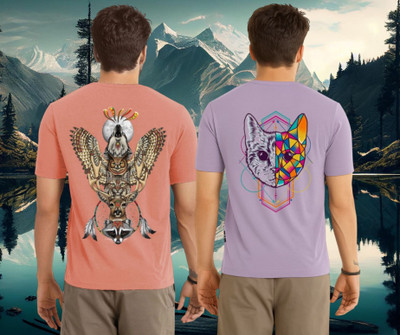 Lecowar Graphic Print Men Round Neck Pink, Purple T-Shirt