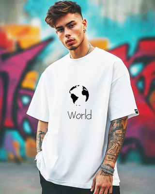 catbunny Printed Men Round Neck White T-Shirt