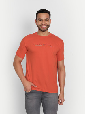 Zeffit Printed Men Round Neck Brown T-Shirt