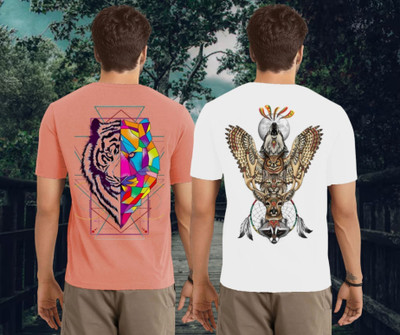 Kasendra Printed Men Round Neck Pink, White T-Shirt