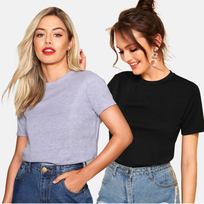 DEEPMAYRA COLLECTION Solid Women Round Neck Multicolor T-Shirt