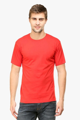 SplashStyle Solid Men Round Neck Red T-Shirt