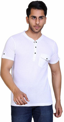 Classic Martino Solid Men Henley Neck White T-Shirt