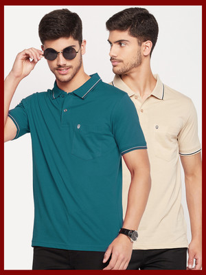 UNIBERRY Solid Men Polo Neck Blue T-Shirt