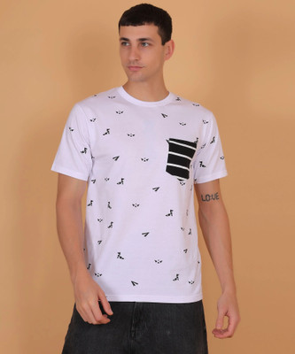 DRIPTHREAD Printed Men Round Neck White T-Shirt