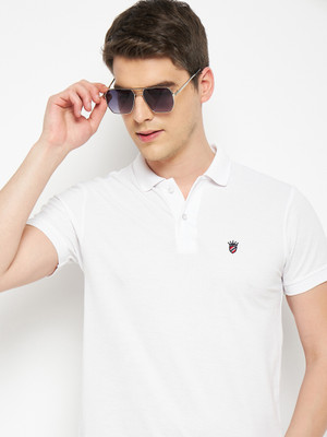 RELANE Solid Men Polo Neck White T-Shirt