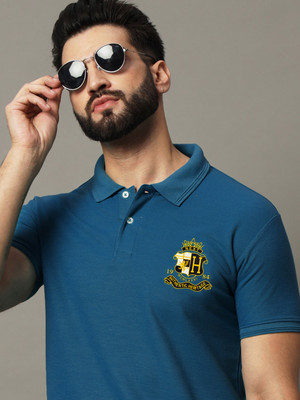 JAAPCLOTHING Printed Men Polo Neck Blue T-Shirt