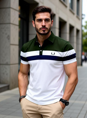 Garimaknitwear Color Block Men Green T-Shirt