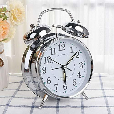 Meenamart.com Analog-Digital Silver Clock