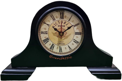Neo Classic Analog Wood Table Desk Clock Traditional Handmade Antique for Home & Office Clock