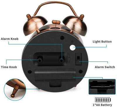 Krunal Enterprise Analog-Digital Copper Color Clock