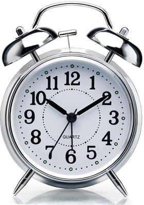 Meenamart.com Analog-Digital Silver Clock